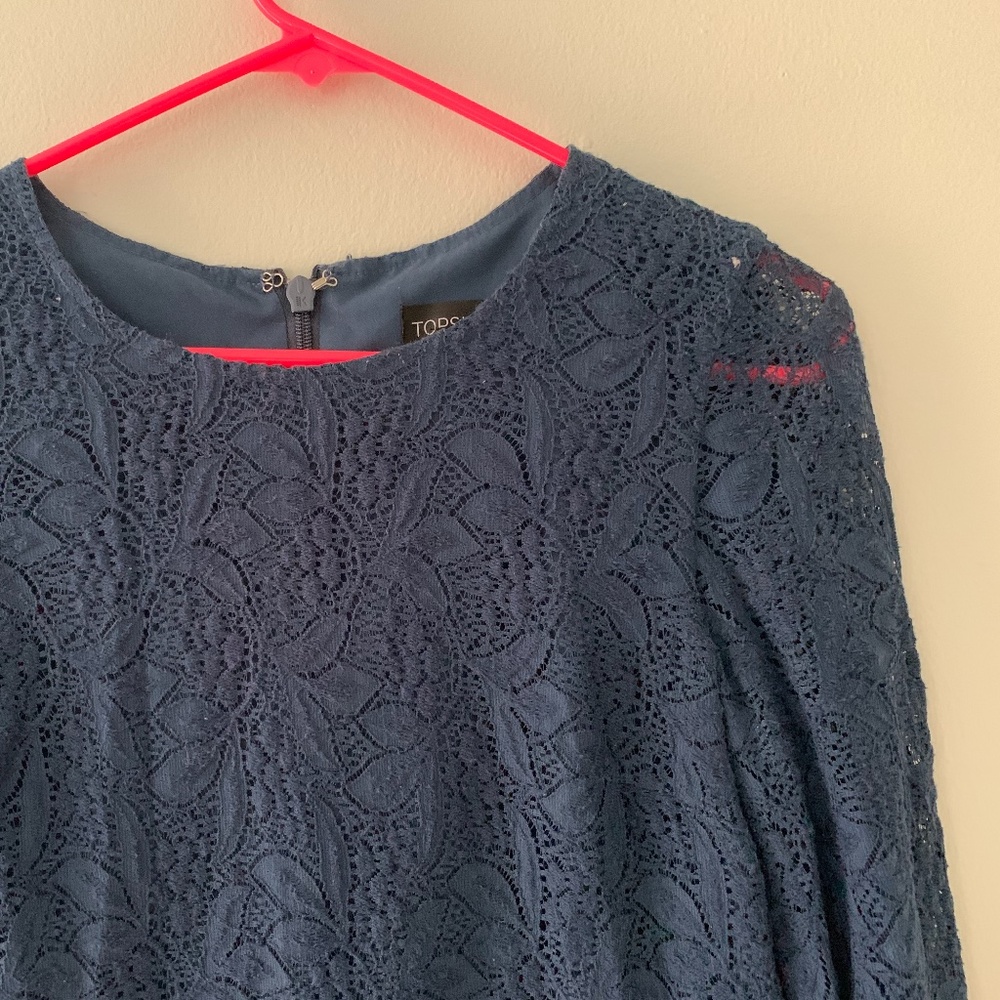 Topshop Blue Lace Retro Dress